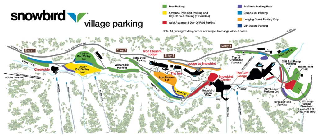 Snowbird village parking map