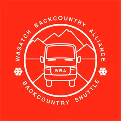 Wasatch Backcountry Alliance Backcountry Shuttle circular logo with a van and mountains