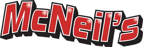 McNeil's wordmark in bold red letters with black outline