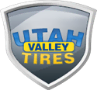 Utah Valley Tires shield-shaped logo badge